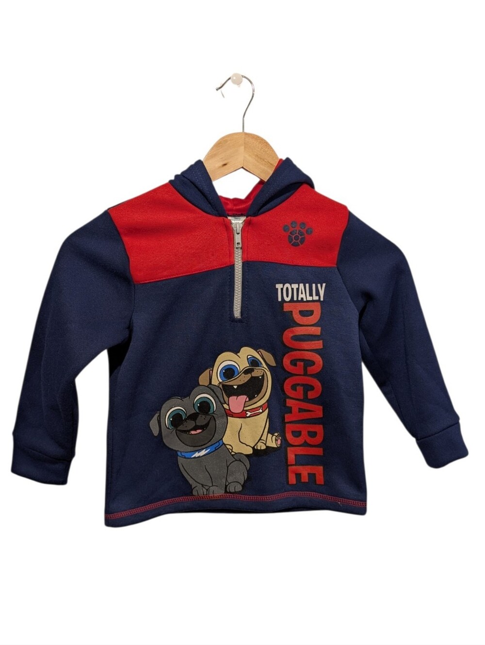 Disney Junior Puppy Dog Pals Totally Puggable Quarter Zip Hoodie Size 5T